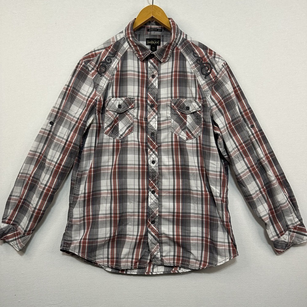 Helix XL‎ Athletic Fit Plaid Long Sleeve Men's Shirt
